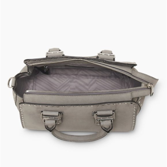 Rebecca Minkoff Midnighter Medium Satchel Grey Nubuck Leather NWT - Picture 7 of 11